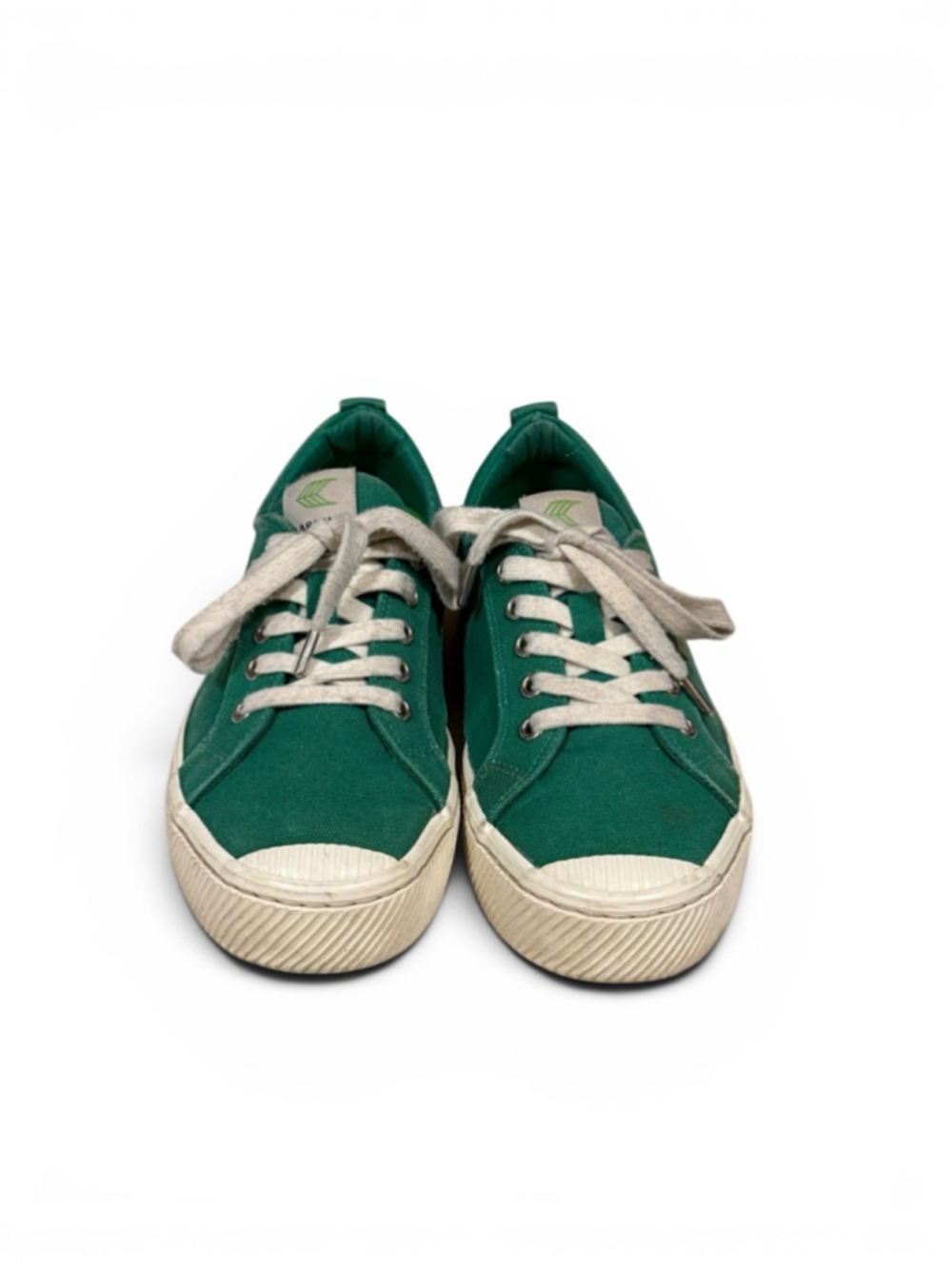 Cariuma OCA Low Spring Green Canvas Cork Heel Sneakers W 8.5/M7 Organic Cotton - Picture 3 of 10
